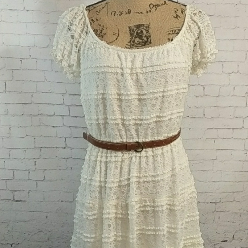 TRIXXI Ivory lace midi dress